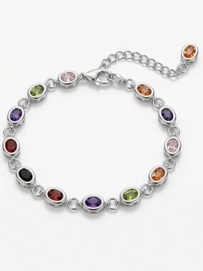 Sterling Silver-Filled Multicolour Crystal Bracelet